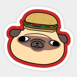 Hamburger Pug Face Sticker